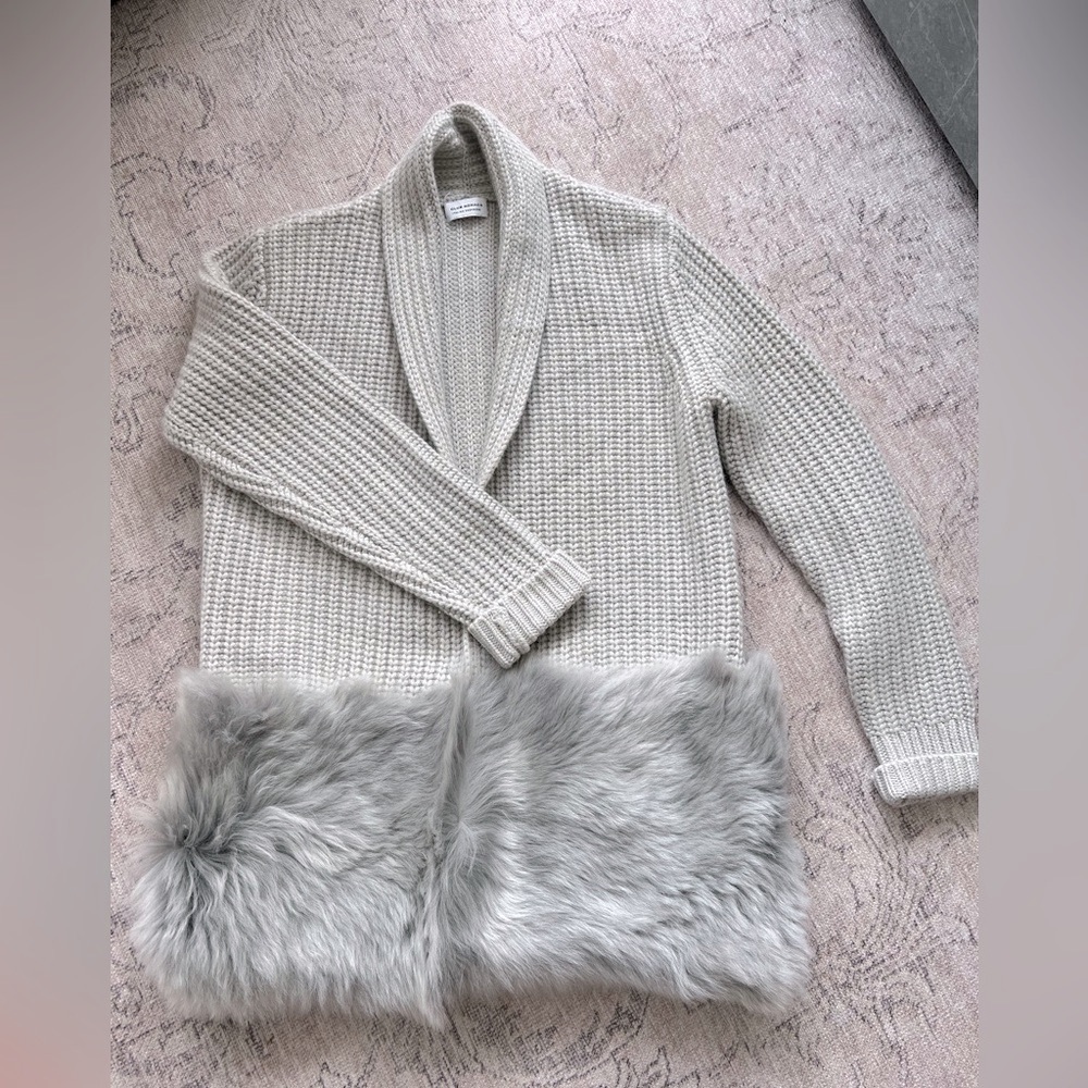 NWOT Club Monaco Cashmere Cardigan with Shearling Bottom